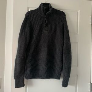 Levi’s Men’s 1/4 Button Up Dark Gray Mock Neck Knit Sweater